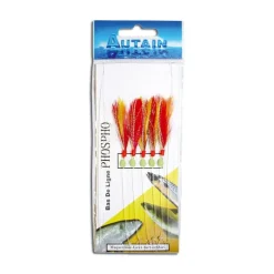 Bas De Ligne Autain 5 Hamecons Rouge / Jaune