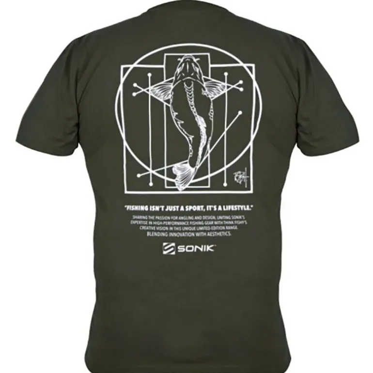 Tee Shirt Manches Courtes Homme Sonik By Think Fishy Art - Kaki